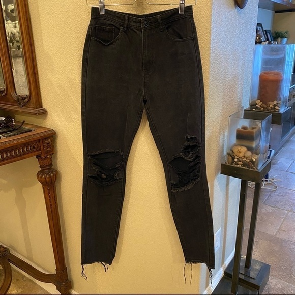 MISSGUIDED Riot Rigid High Rise Rip Jeans Size 4 - Picture 1 of 8